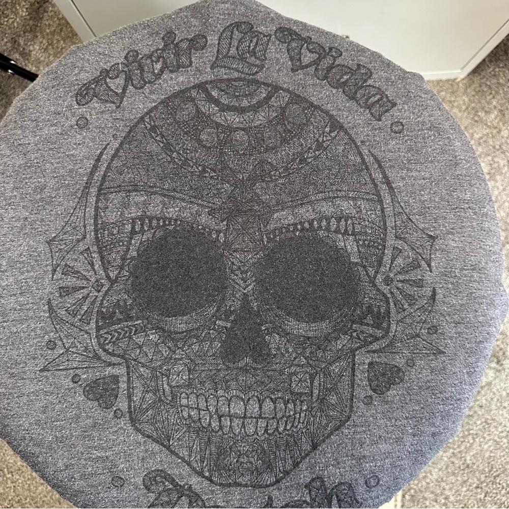 Dutch Bros VINTAGE Women’s Long Sleeve Grey Shirt SMALL “VIVIR LA VIDA” Skull DB